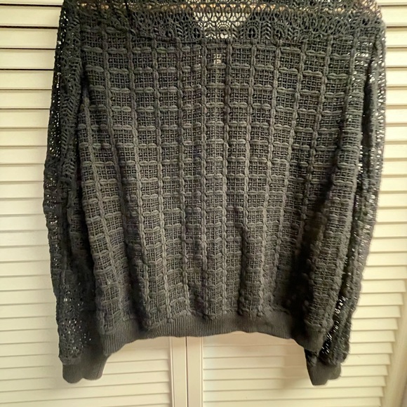 Womens Club Monaco Arlet Crochet Knit Bomber Black Jacket Sz Small - Picture 2 of 5